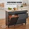 Wood Color and Black Solid Wood MDF Kitchen Island with Drawers and Trash Cabinet